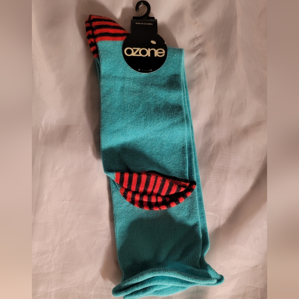 Ozone Socks Mint Green Pattern Toes New NWT